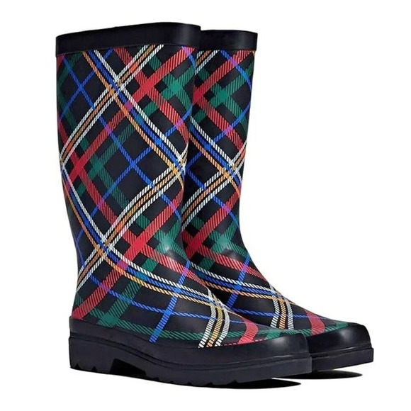 Sugar Raffle 4 Women's Waterproof Tall Rain Boots Plaid Size 9 M (MSRP $70) - Picture 1 of 8
